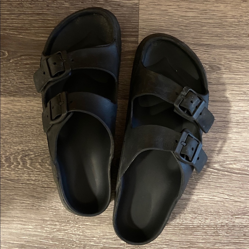Black Double-Strap Sandals